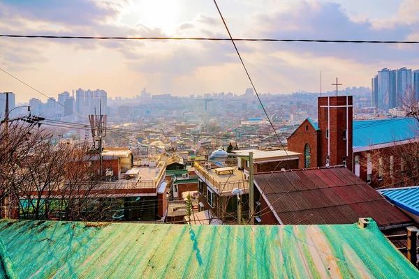 View of northern Seoul with church — Stock Photo, Image