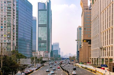 gün zamanında Shanghai şehir merkezinin görünümü
