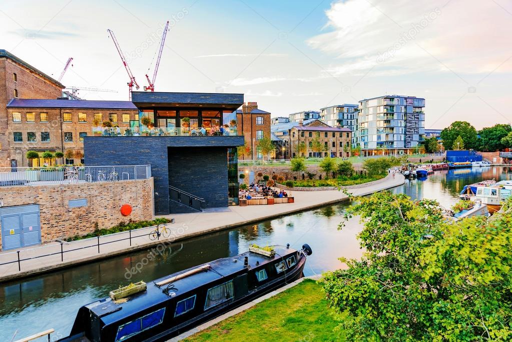 Kings cross canal with buildings