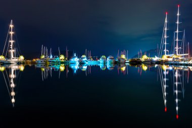 Harbor of Tivat at night clipart