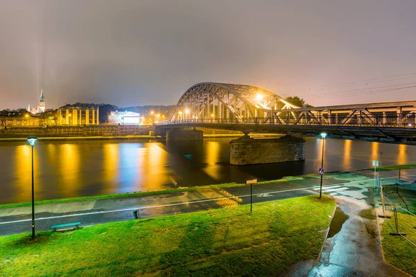 Most Piłsudskiego w nocy — Zdjęcie stockowe