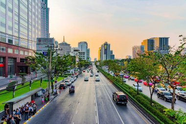 Bangkok Silom finans bölgesine görünümünü