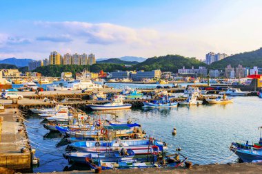 Fishing town in Taiwan clipart
