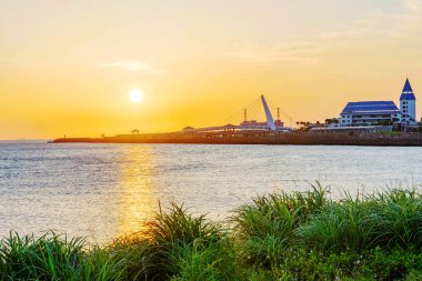 Tamsui doğal görünümünü günbatımı sırasında