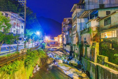 Shiding eski sokak mimari, gece