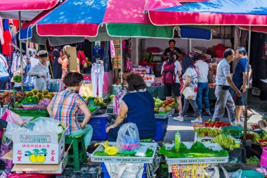 Shuanglian sabah Pazar tezgahları