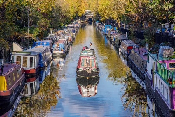 Boats on Little Venice canal — Stock Photo, Image
