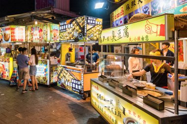 Shilin night market food vendors clipart