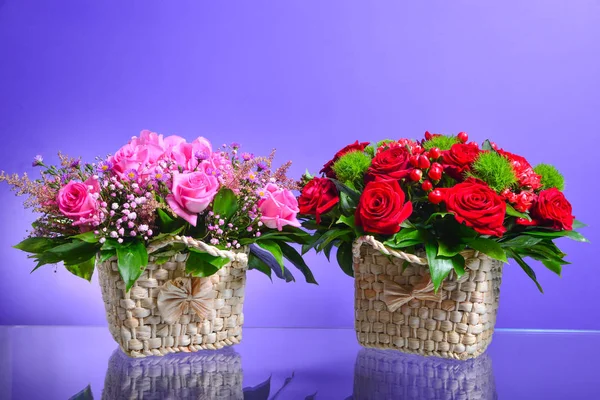 Viola květiny v košíku — Stock fotografie