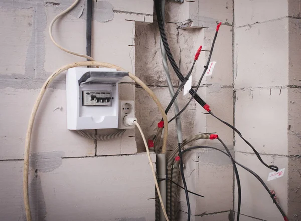 Painel de interruptores eléctricos da sala de aparelhagem na central eléctrica . — Fotografia de Stock