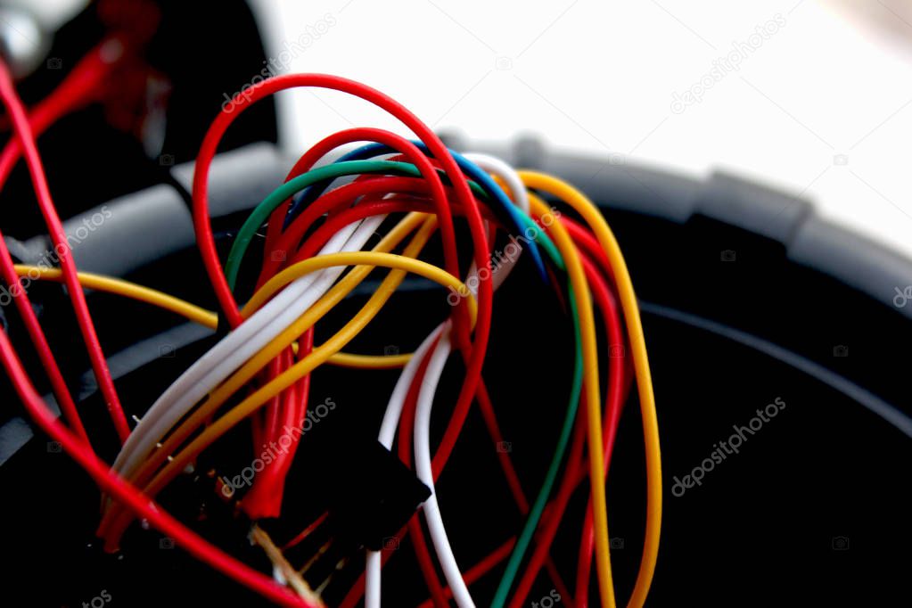 Colored wires. Electronics.