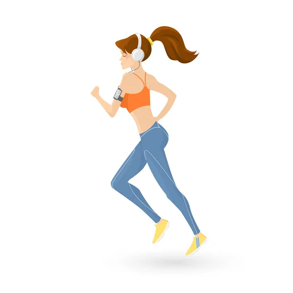 Futó sportwoman. Fitness vektoros illusztráció — Stock Vector