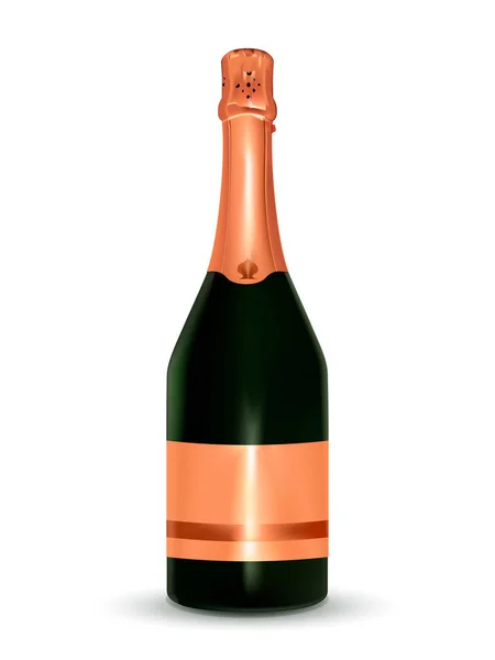 Butelka szampana złota folią. Ilustracja wektorowa — Wektor stockowy