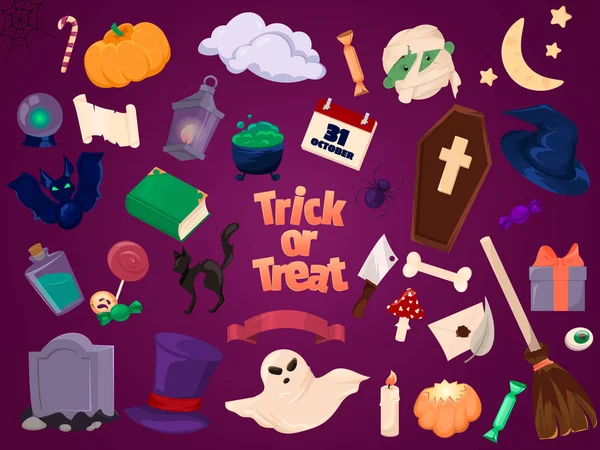 Ícones de Halloween. Conjunto de elementos de design . — Vetor de Stock