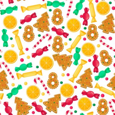 Noel renkli nesne ile seamless modeli. Yeni yıl tasarım öğesi.