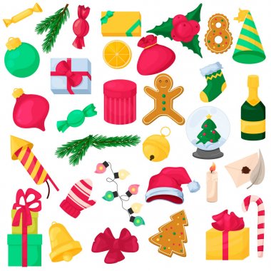 Tasarım için Noel öğe kümesi. Yeni yıl simgesi.