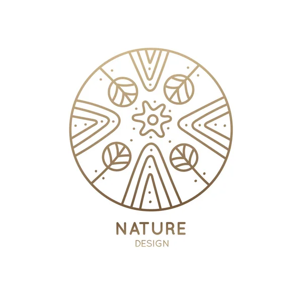 Logo forêt de montagne en cercle — Image vectorielle