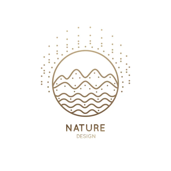 Logo fiume di montagna soleggiato — Vettoriale Stock