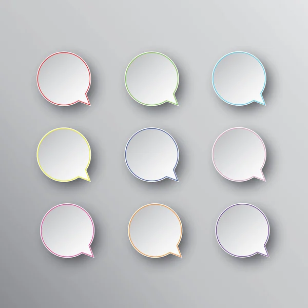 Infographic tasarımı ile bağlı konuşma balonları gri arka plan üzerinde