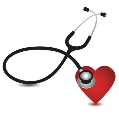 Kalpli beyaz bir arka plan üzerinde siyah sağlık stetoskop