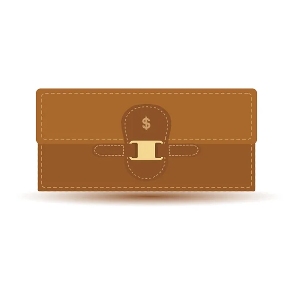 Female brown wallet on a white background — Stock Vector