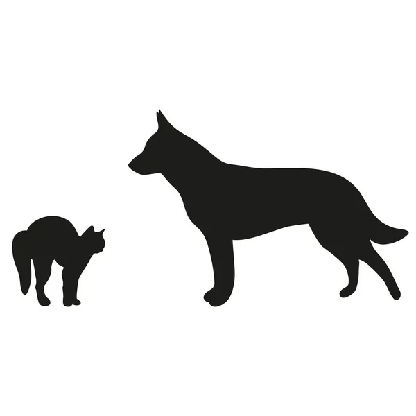 Dog and cat on white background — Stock Vector