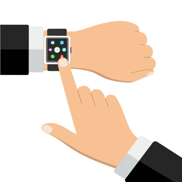 Έξυπνο ρολόι στο χέρι σε λευκό φόντο — Διανυσματικό Αρχείο