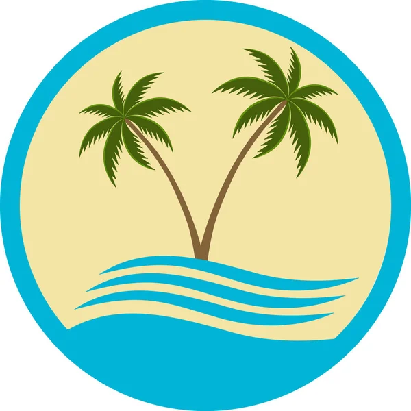 Mar con palmeras sobre fondo amarillo — Vector de stock