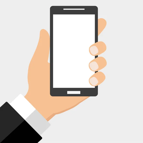 Telefono in mano su sfondo grigio — Vettoriale Stock