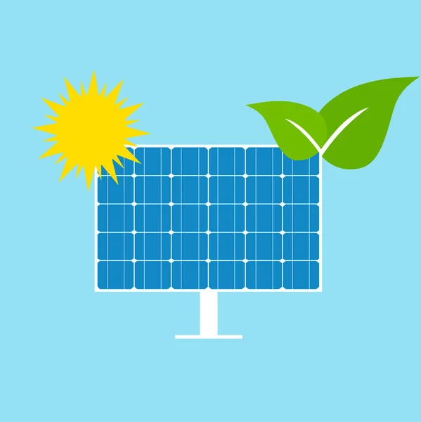 Bateria słoneczna na niebieskim tle — Wektor stockowy