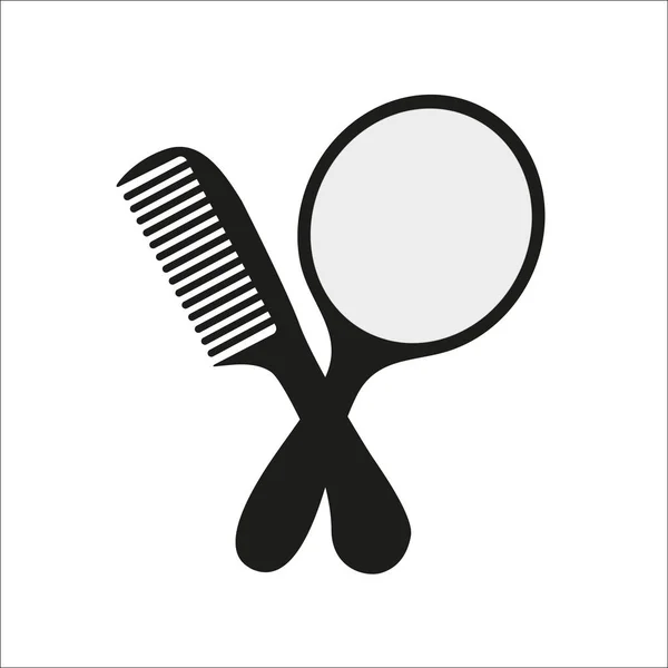 Mirror and comb on white background — Stock Vector