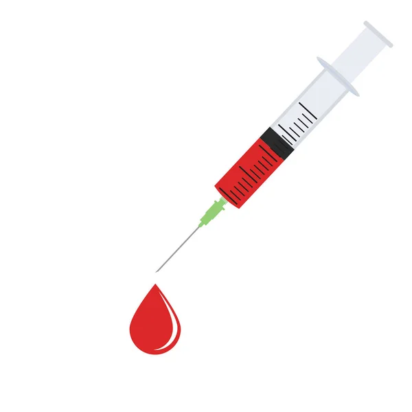 Jeringa con sangre sobre fondo blanco — Vector de stock