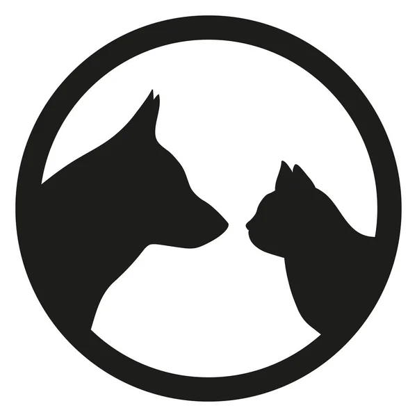 Emblema di un cane e un gatto su sfondo bianco — Vettoriale Stock