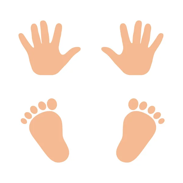 Parmak çocuk elleri ve ayakları — Stok Vektör
