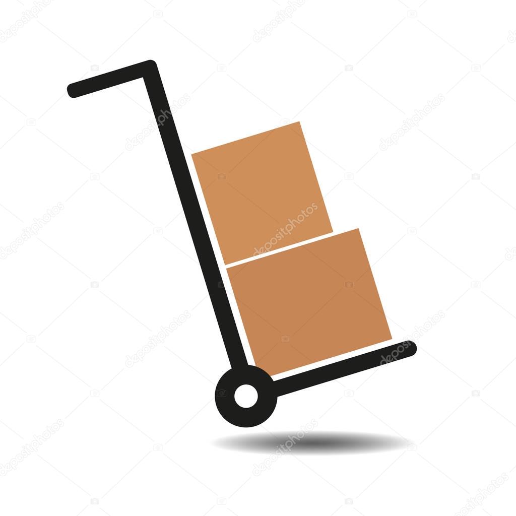 Vector illustration trolley with boxes on white background