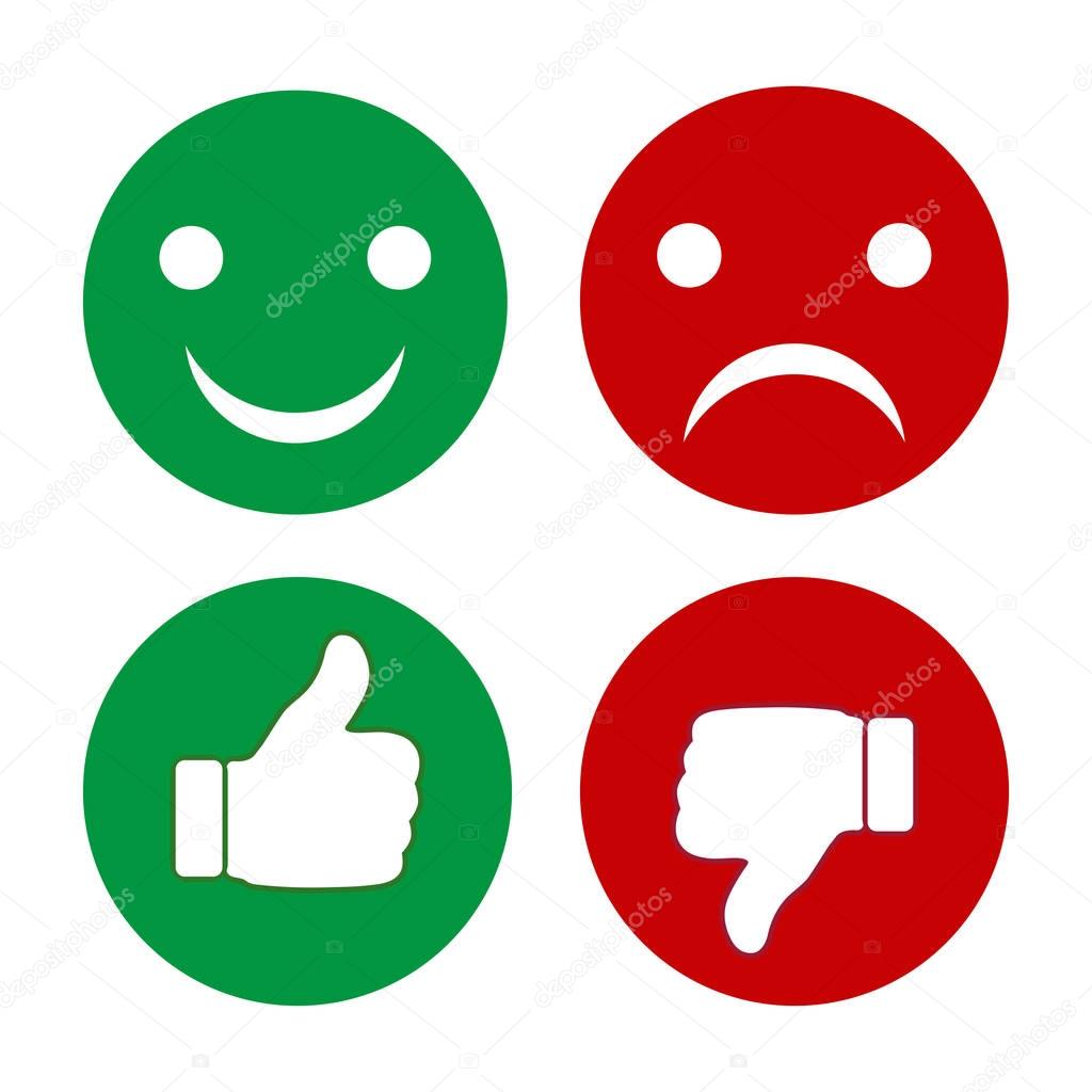 Finger pointer and smileys of emotions