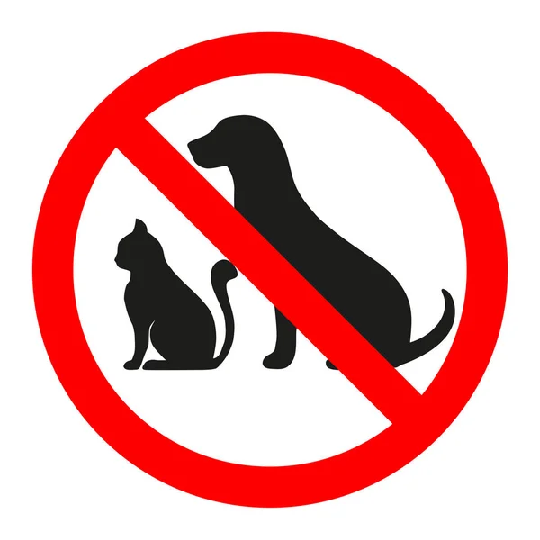 Signo animal prohibido sobre fondo blanco — Vector de stock