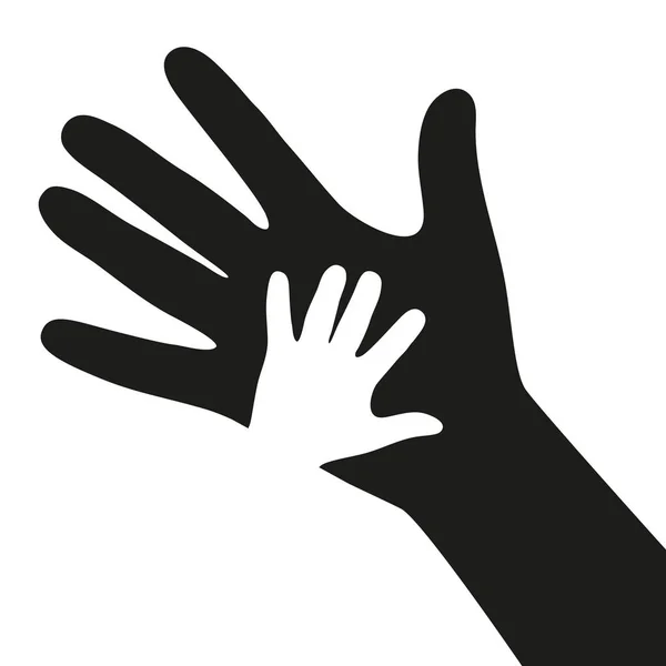 Hand with a child's hand on a white background — Stock Vector