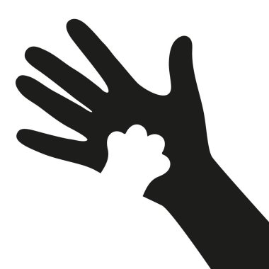 Bir köpeğin pençe ile bir adamın elini