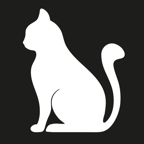 Gato blanco sobre fondo negro — Vector de stock