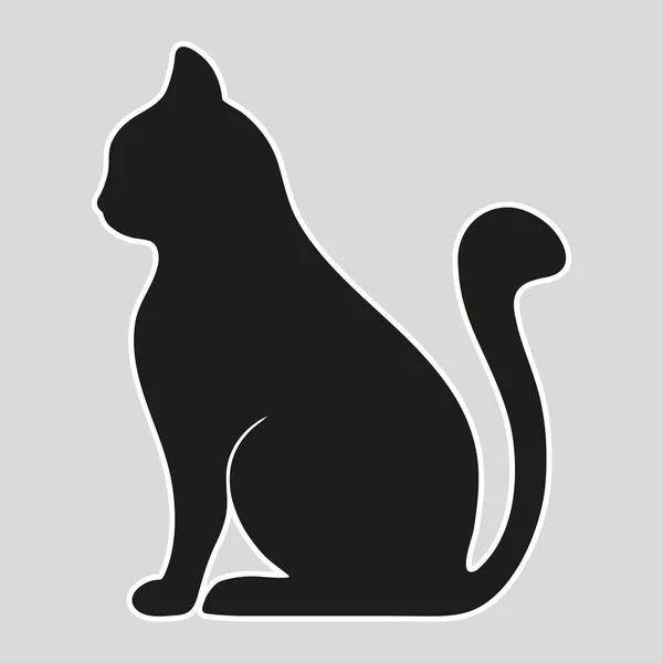 Gato negro sobre un fondo gris — Vector de stock