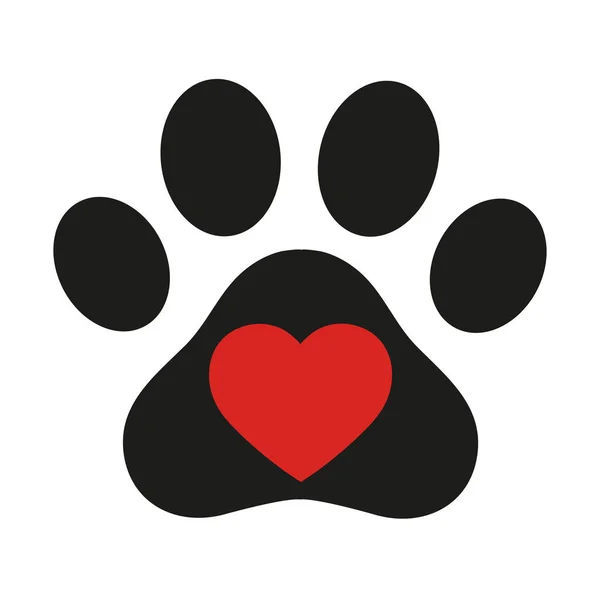 Traînée de chien avec coeur sur fond blanc — Image vectorielle