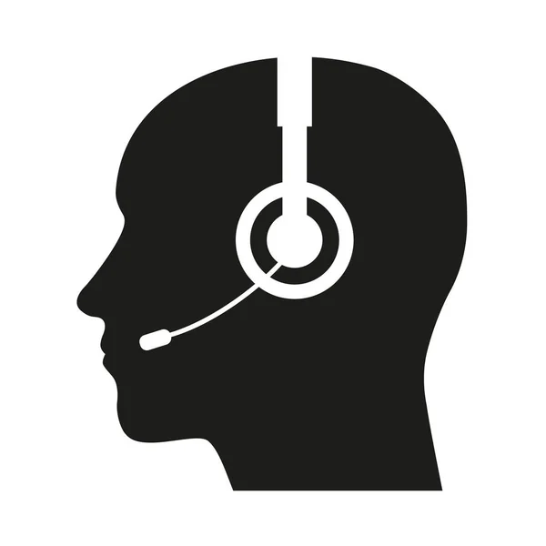 Head of a man in headphones on a white background — Stock Illustration Head of a man in headphones on a white background — Stock Vector