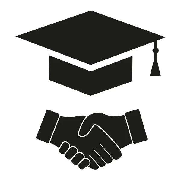Handshake student mössa på vit bakgrund — Stock vektor