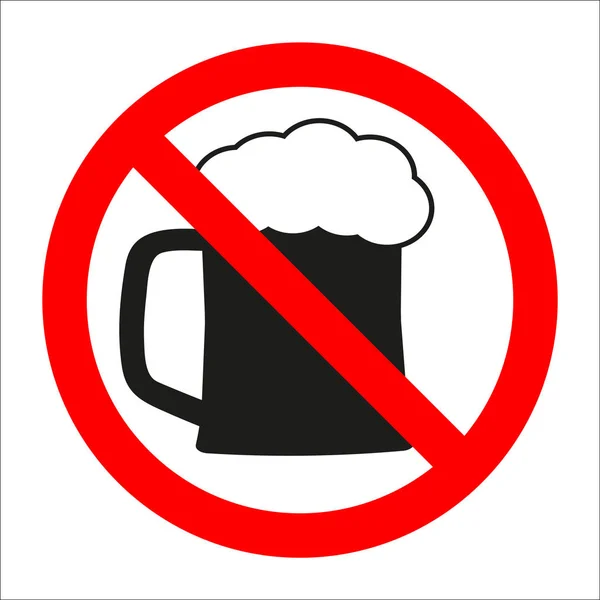 Знак запрещенного алкоголя на белом фоне — стоковый вектор