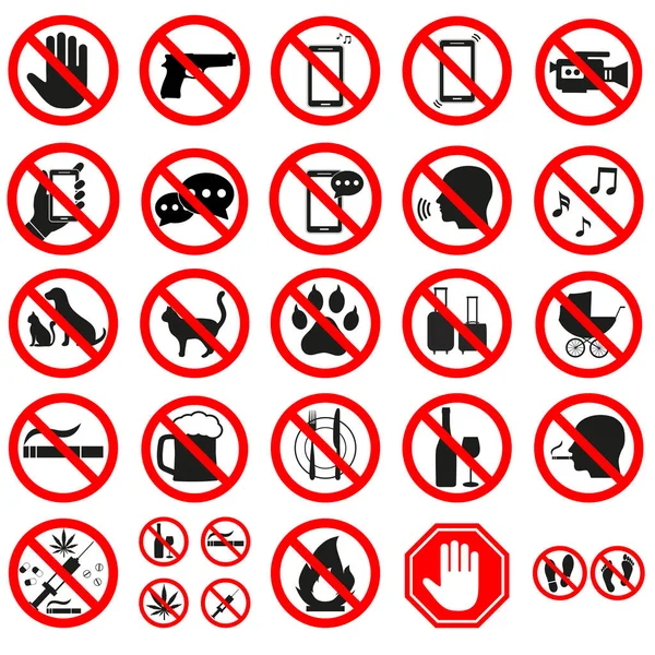 Prohibition signs on white background — Stock Vector