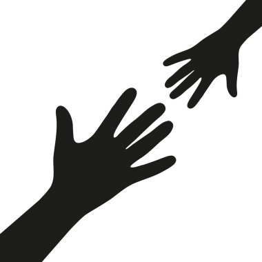 Beyaz arka plan üzerinde illüstrasyon vektör çocuk ve yetişkin el simgesi