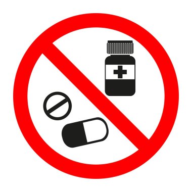 Beyaz arka plan üzerinde tıp yasak işareti