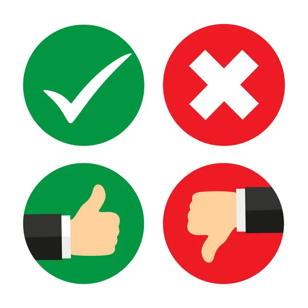 Yes, No, Thumbs up and down icons — Stock Vector