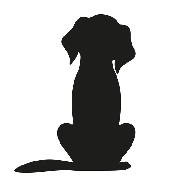 Silhouette de chien sur fond blanc — Image vectorielle